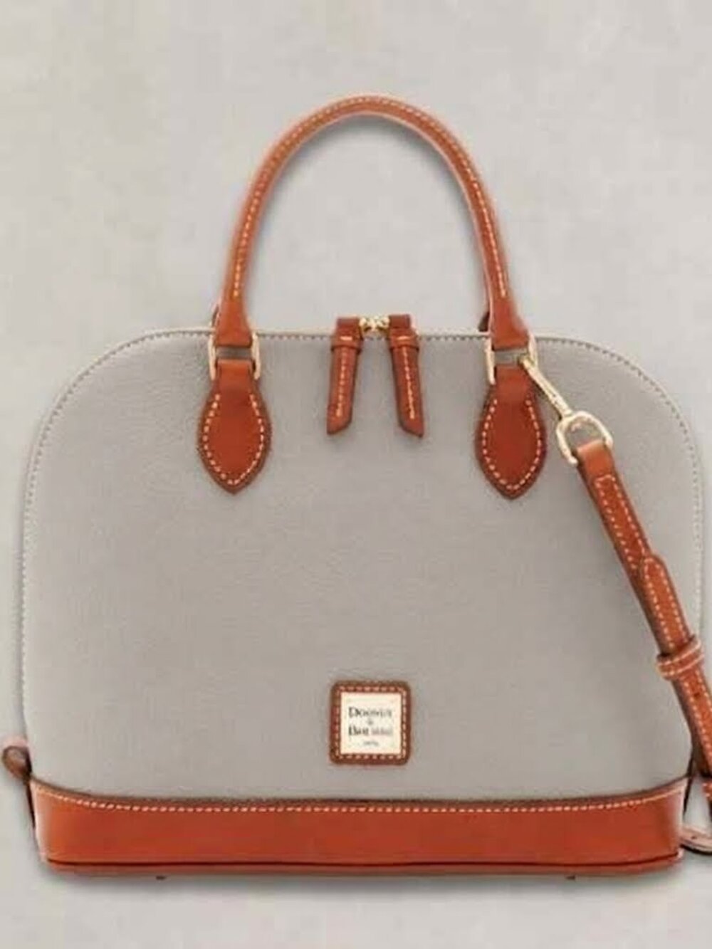Dooney & Bourke Satchel Bag Zip Zip Dome Crossbody Pebble Grain Leather Oyster - Picture 13 of 13